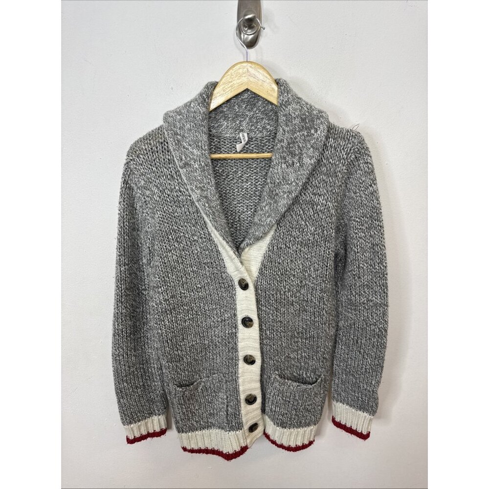 Bluenotes Woman L Cabin Western Cowichan Cardigan Knit Sweater Aztec Red